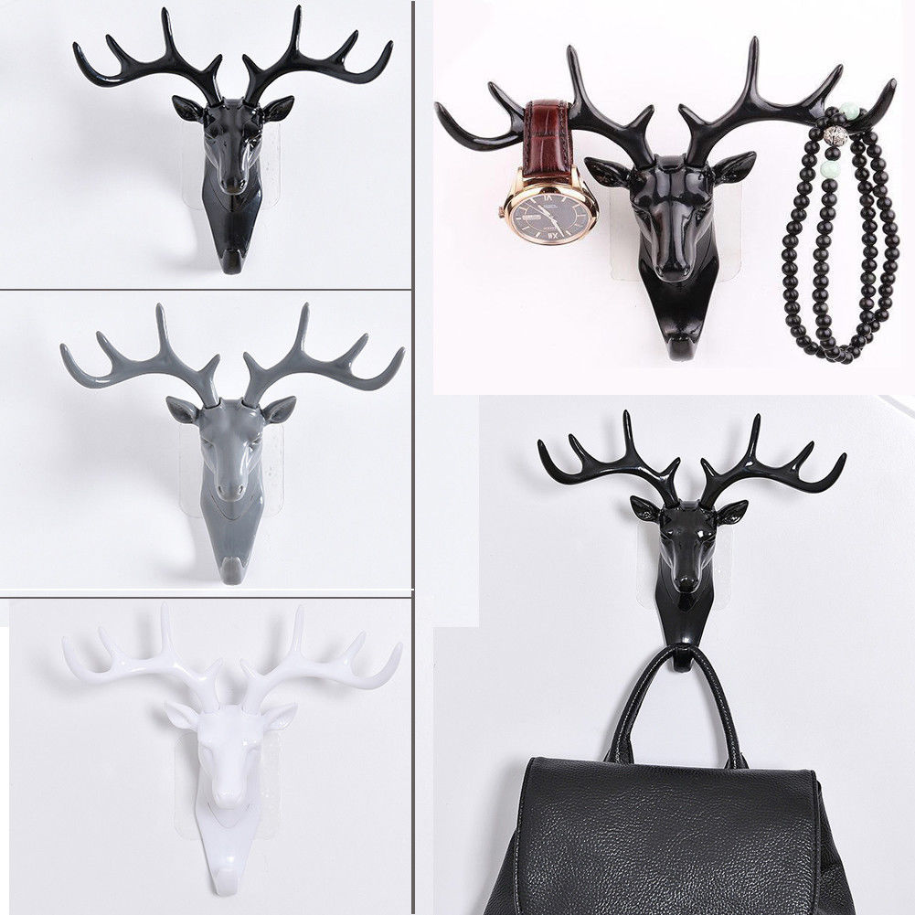 Wall Hanger Decor Deer Head Antler American Style Keys Bags Clothes Hook Holder Decorative Shelves