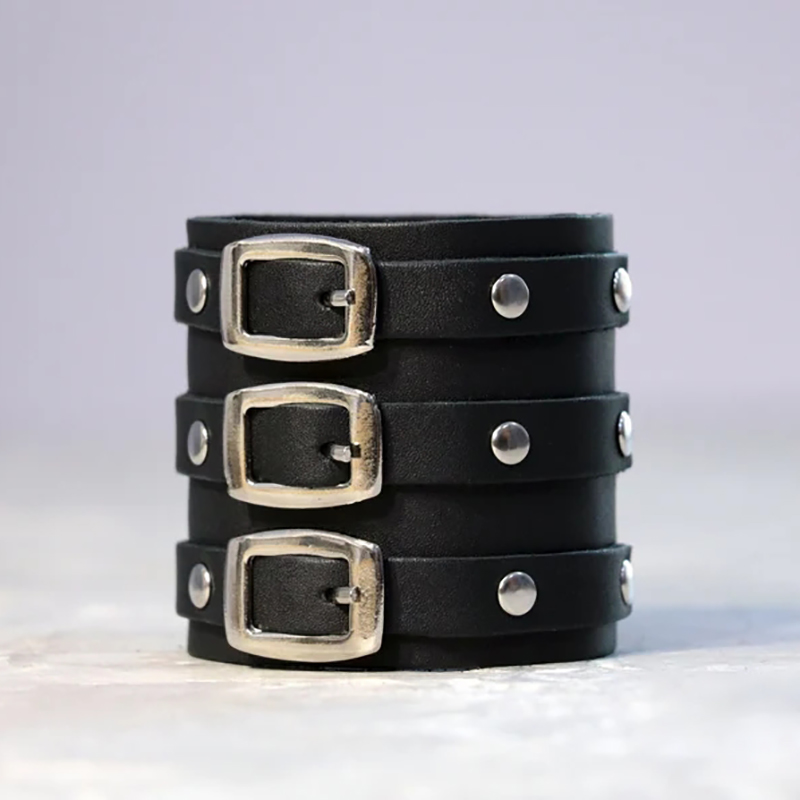 Vintage læderarmbånd armbånd manchet goth metal armbånd skjult spænde justerbar gothic punk armbånd herresmykker