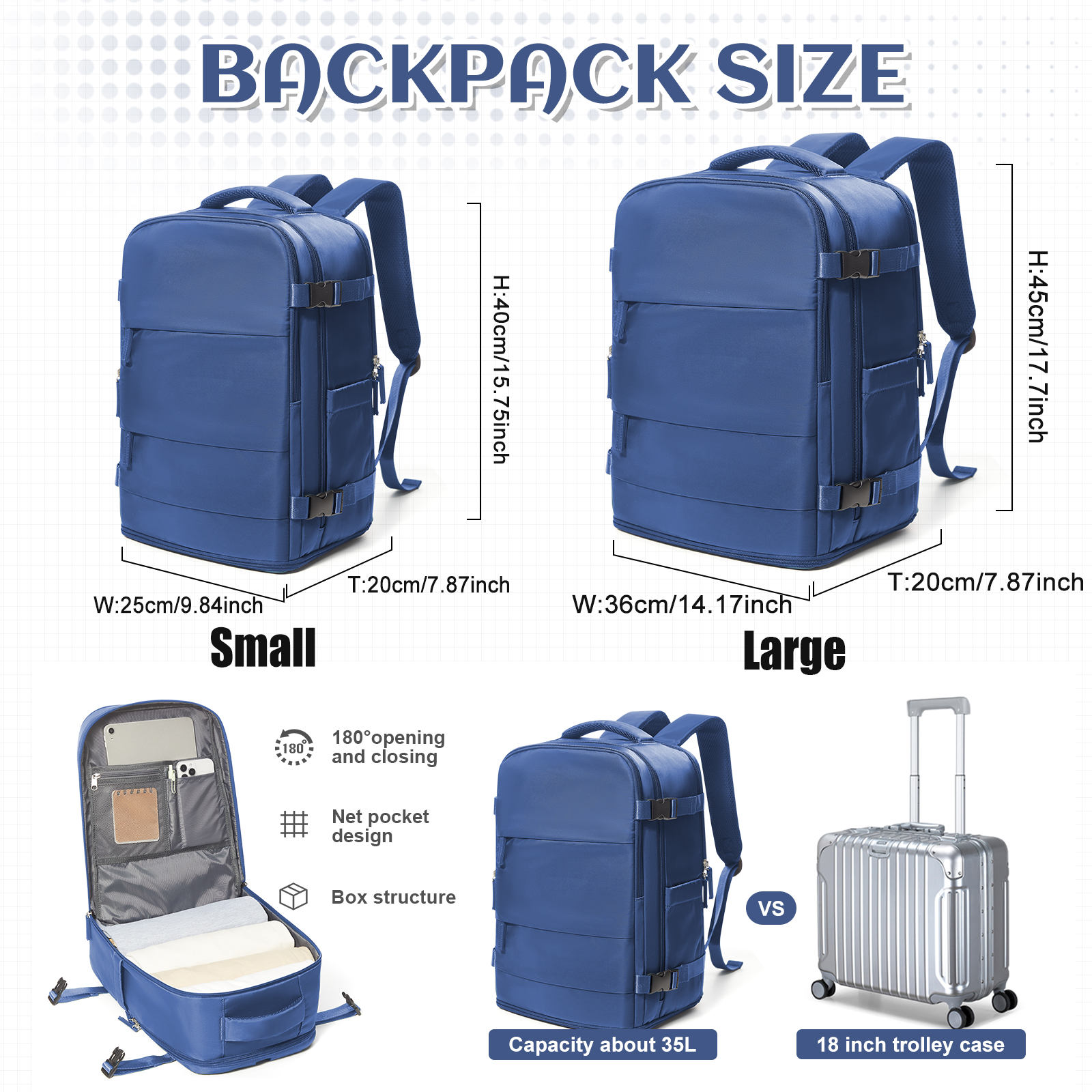 Mochila de viagem para mulheres e homens, mochila Ryanair 40x20x25 bagagem de avião de cabine EasyJet 45x36x20 mochila bolsa para laptop de negócios