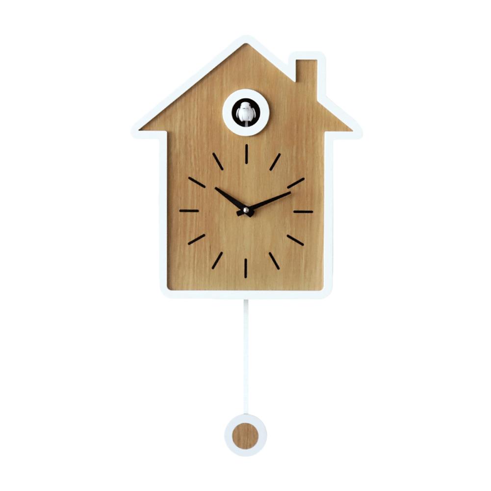 Simple Modern Cuckoo Wall Clock Home Day Time Alarm Living Room Wall Clocks Chiming Clock Home Decorations: White