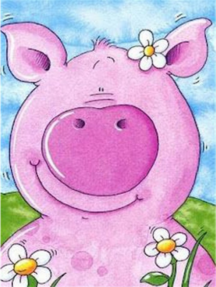 Diamant schilderij Cartoon Chubby Varken Diamanten Kruissteek Volledige boren Ronde boor: Donker Kaki / 70x100cm