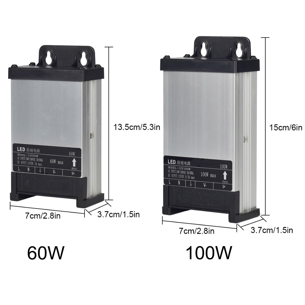 Outdoor Rainproof LED Power Supply DC12V 60W 100W 200W 250W 400W Lighting Transformers For LED strip light 220V Input LED Driver