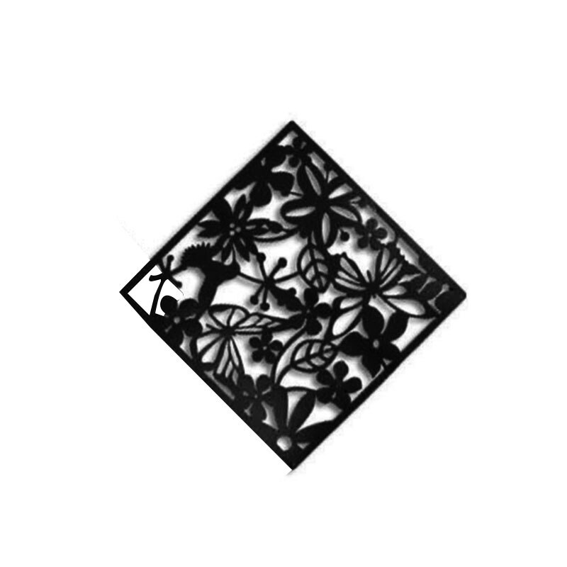 Paravent mural suspendu 3 couleurs | Ajouré de fleur, ajouré, séparation de pièce, maison: Black