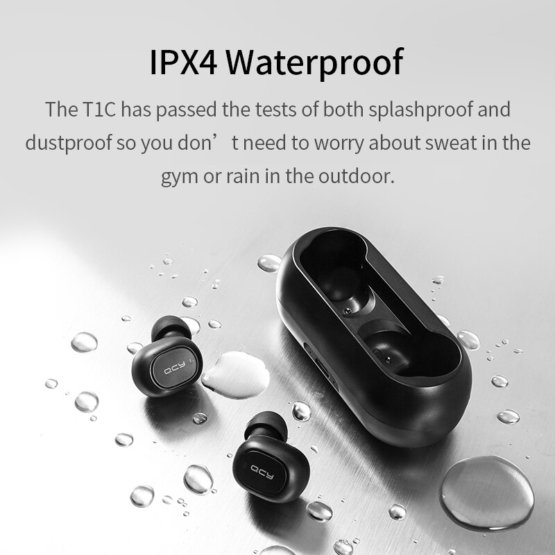 Newest YouPin QCY T1C TWS Earphones Bluetooth V5.0 Headset 3D Stereo Sports Wireless Earbuds with Dual Microphone Charging box