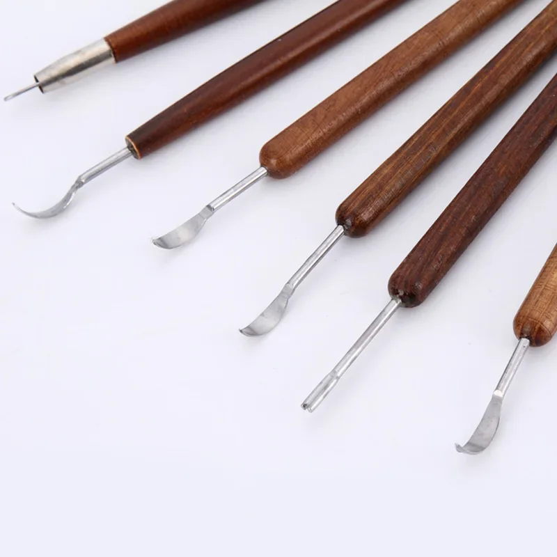 6PCS sculpting tool Pottery Tools Wood Handle Pottery Set Wax Carving Sculpt Smoothing Polymer Shapers Pottery Clay Ceramic Tool