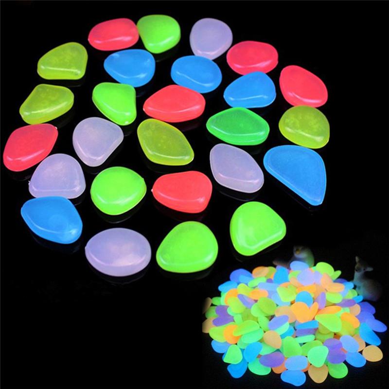 ! 10pcs/lot Luminous Pebbles Rocks Garden Ornaments Stone Glow In The Dark Garden For Walkways Fish Tank Decorations
