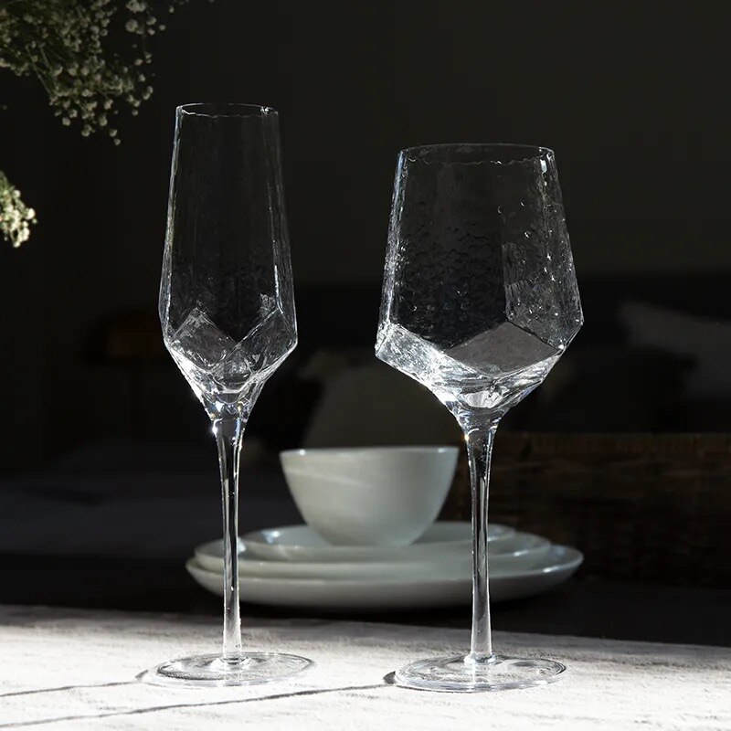 Verre à vin rouge de luxe léger en forme de diamant, gobelet sans plomb, verre à Champagne, verre à whisky