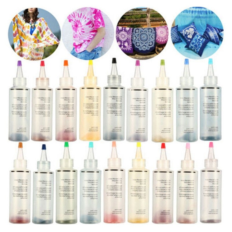 18 bouteilles tulipe permanente une étape cravate ensemble de teinture Kits de bricolage pour tissu Textile artisanat vêtements pour projets Solo colorants peinture