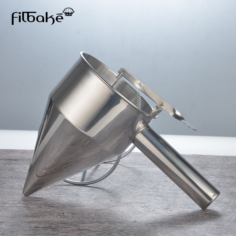 Confectionery Funnel Stainless Steel Funnel Dispenser Cake Decorating Tool Funnel With Three Nozzles And Stand Fish Balls Maker