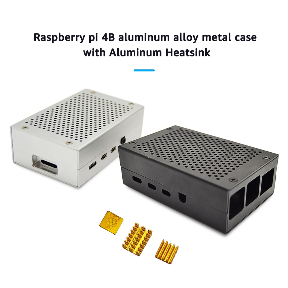 Raspberry pi 4B case aluminum alloy metal with 3pcs Aluminum Heatsink Radiator Cooling Kit Cooler
