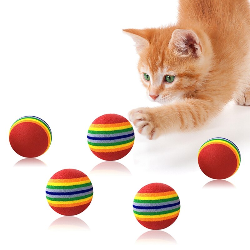 10Stck Regenbogen Ball Katze Spielzeug Bunte Ball Interaktive Haustier Kätzchen kratzen Natürliche Schaum EVA Ball Ausbildung Haustier Lieferungen Produkt