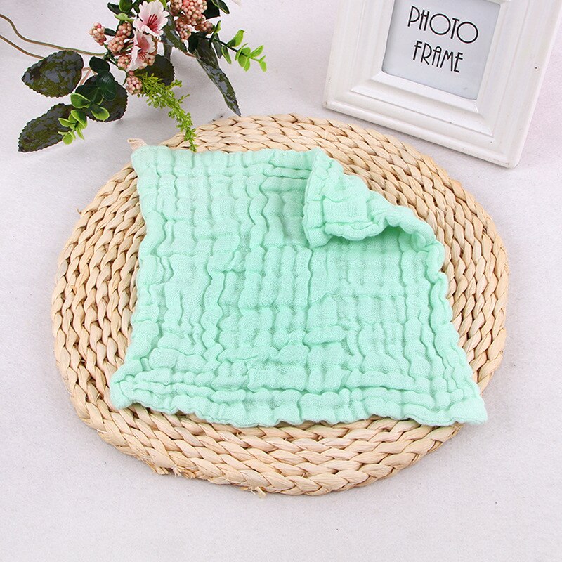 5pcs/set 30*30CM Baby Face Hand Towel 100% Cotton Gauze 6 Layers Infant Wash Cloth Saliva Towel Toddler Face Towel: Green
