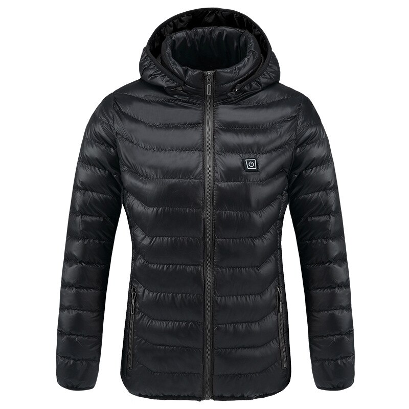 PARATAGO-Chaqueta cálida para mujer, ropa de invierno con calefacción USB, abrigos impermeables con cremallera, calor, para acampar, senderismo, esquí, P9205: Black Zipper / M