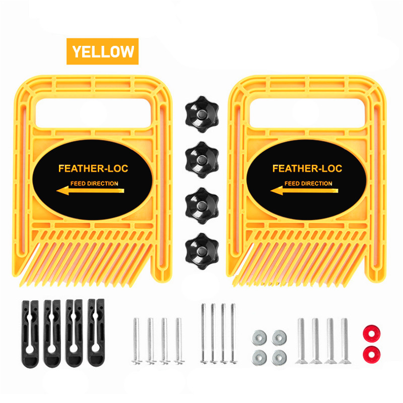 Extended Feather Loc Board Set Multi-purpose Woodworking Engraving Machine Double Featherboards Miter Gauge Slot DIY Tools: Yellow Set