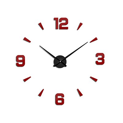 Muhsein veggklokke hjem dekorere vegg klistremerker klokke 3d speil dempet bevegelse vegg klokke stor størrelse diy klokke: Rød