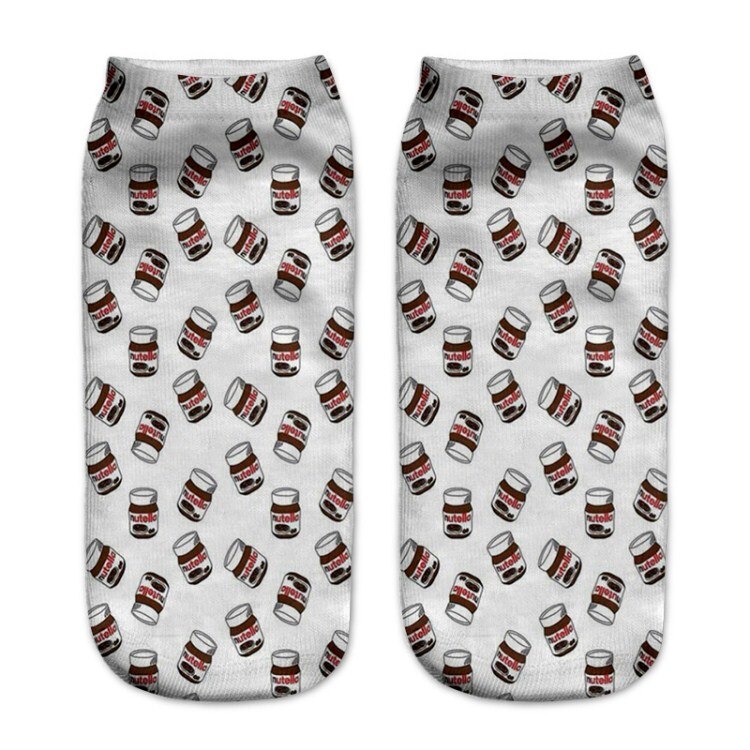 Nutella Pizza Buger Print Casual Stijl Print Type 3D Sokken Mannen Vrouwen Sokken Vrouwelijke Korte Sok: 7