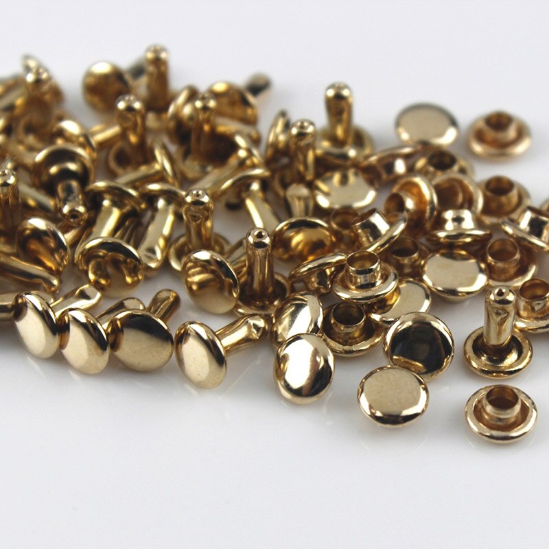 100sets 7/9/10/12mm Metall Doppel Cap Nieten Studs Runde Niet für Leder Tasche gürtel Kleidung Kleid Schuhe Kragen Decor: 12x12mm / rose gold