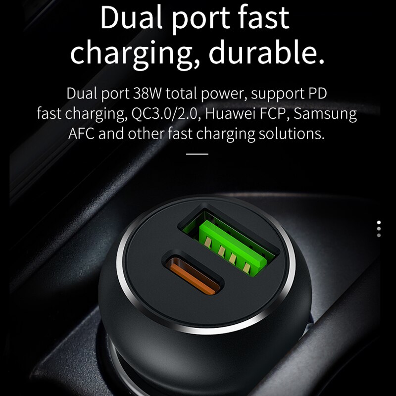 Caricabatteria da auto hoco 38W PD USB Quick Charge 3.0 per FCP AFC caricabatterie rapido per Samsung Xiaomi 10 Huawei p30 P40 Pro ricarica rapida per auto