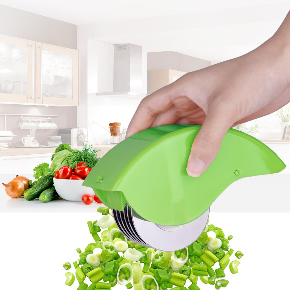 Multi-funktion Rolle Schneiden Knoblauch Zwiebel Cutter Manuelle Hand Scallion Cutter Aufschnittmaschinen 6 Klinge Küche Gemüse Hacken Küche Werkzeug