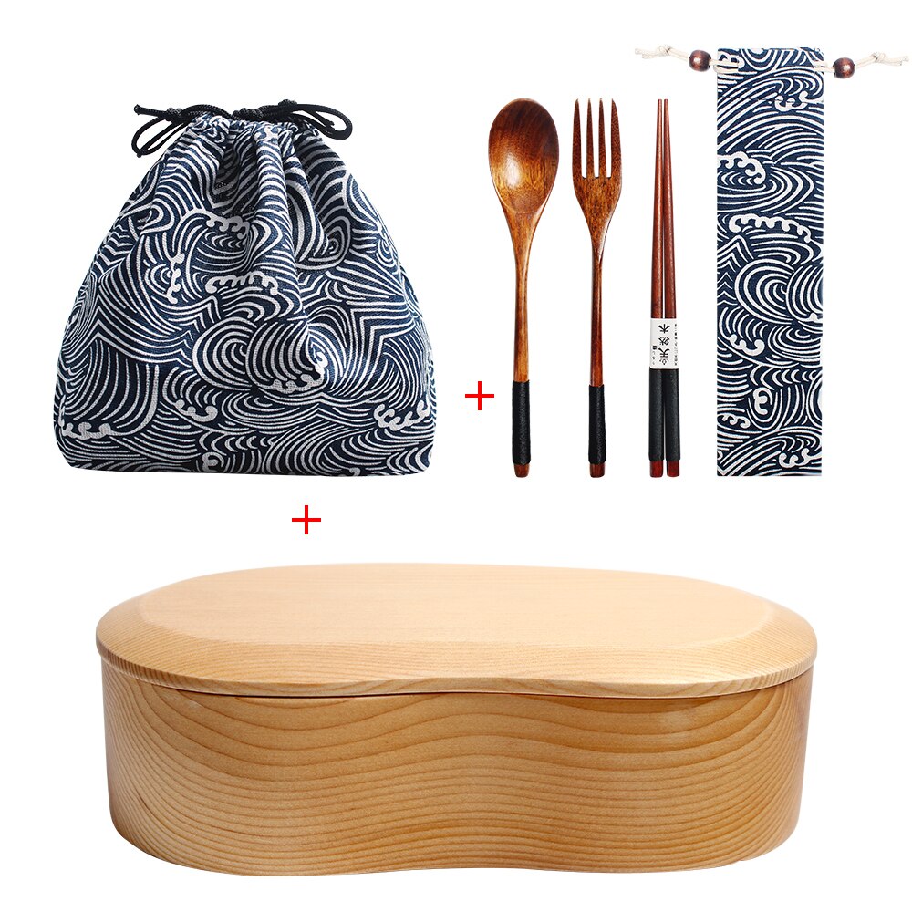 Wooden Lunch Box Set Student Bento Boxes Kit Eco-friendly Japanese Food Container Kitchen Tableware Sushi Case with Compartment: 6pcs-A