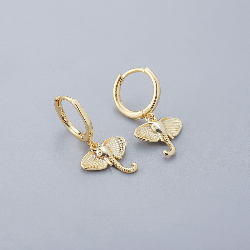 Zilver Kleur Olifant Hoepel Oorbellen Vrouwelijke Eenvoudige Leuke Etnische Stijl Sieraden: Golden