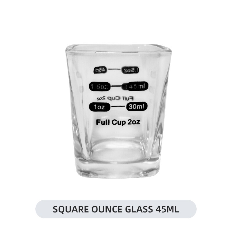 45/60 ml glas målebæger espresso shotglas flydende glas ounce kop med vægt køkkenmål værktøj forsyninger: Firkant 45ml