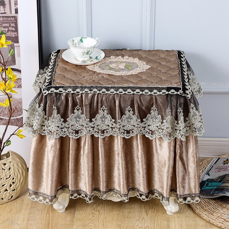 Flannel bedside table cover cloth European style lace bedroom fabric small table cloth bedside table cover square towel Luxury: Style 5