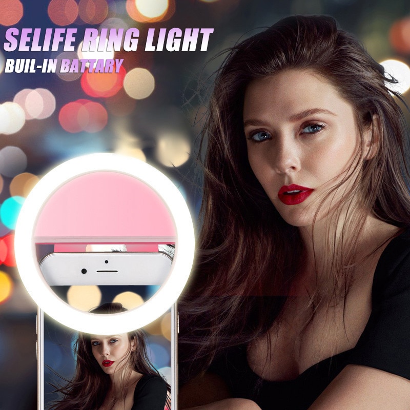 Anel de luz led com bateria integrada para selfies, flash, câmera para selfie e vídeo, iluminação para o celular