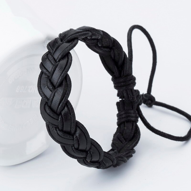 Armbänder Neue Charme Leder Armband männer Armbänder Beliebte Jungen DIY Verband Strang Handgemachte Webart Armbänder!: Black1101