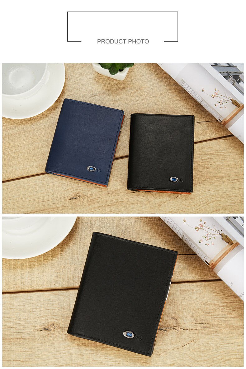Bluetooth anti-perte alarme portefeuille APP anti-perte portefeuille d'affaires portefeuille en cuir porte-monnaie intelligent anti-perte portefeuille suivi