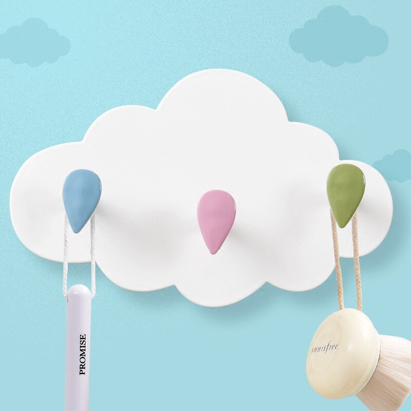 Crochet magique de porte sans clou, nouvelle décoration de crochet de porte de salle de bains à colle forte colorée de nuage de dessin animé: A