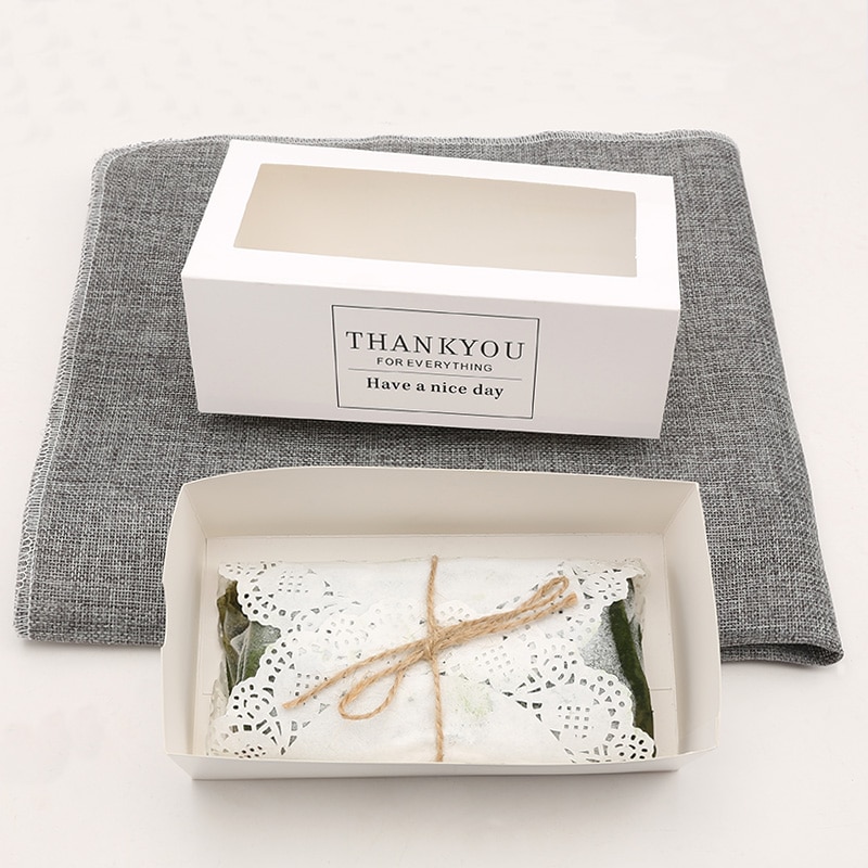 50 stuks kraftpapier taartdozen met venster "bedankt" voor bakkerij, gebak, dessert, koekjesdozen, verpakking voor feestbenodigdheden