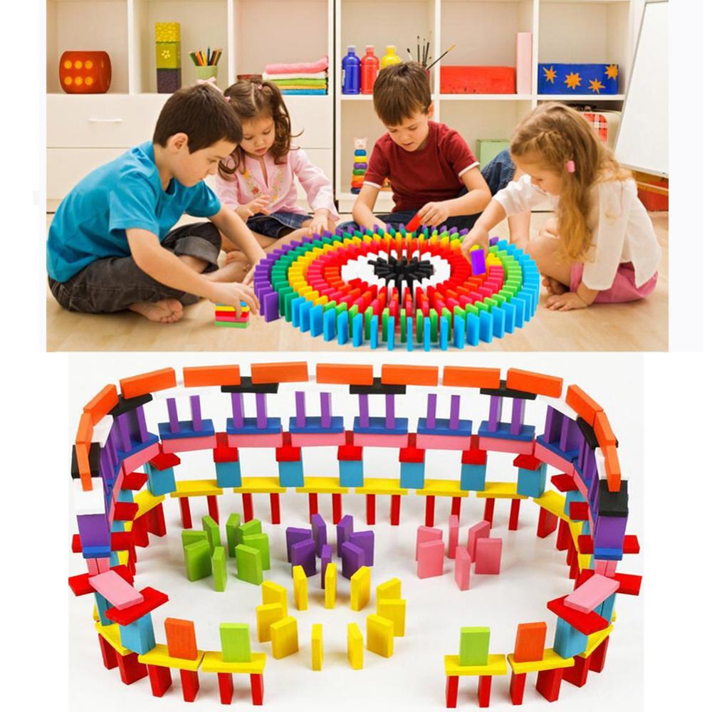 120/240 Pcs Domino Blokken Kleurrijke Houten Domino Set Speelgoed Kinderen Jigsaw Voor Kerst Verjaardagscadeautjes