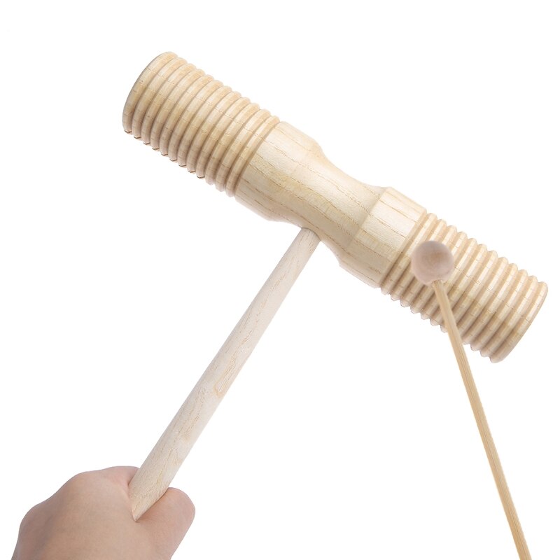 Tofarvet træblokkslanger 2- tone træblok guiro træhåndtag percussion legetøj pige dreng xmas