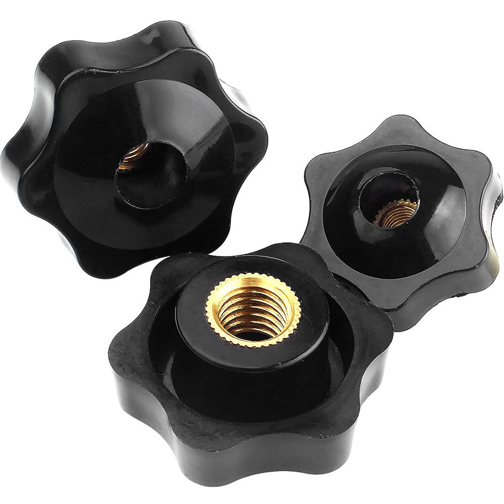5 Stück M8 Pflaume handfest anziehen Muttern Griff Gewinde Stern mechanische schwarze Rändelmuttern Klemmknopf manuelle Muttern für DIY-Projekt