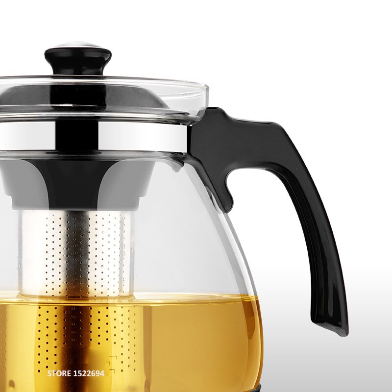 Tetera de vidrio con filtro de Infusor de acero extraíble, tetera de de 1.6L y 2.3L, opcional, Premium