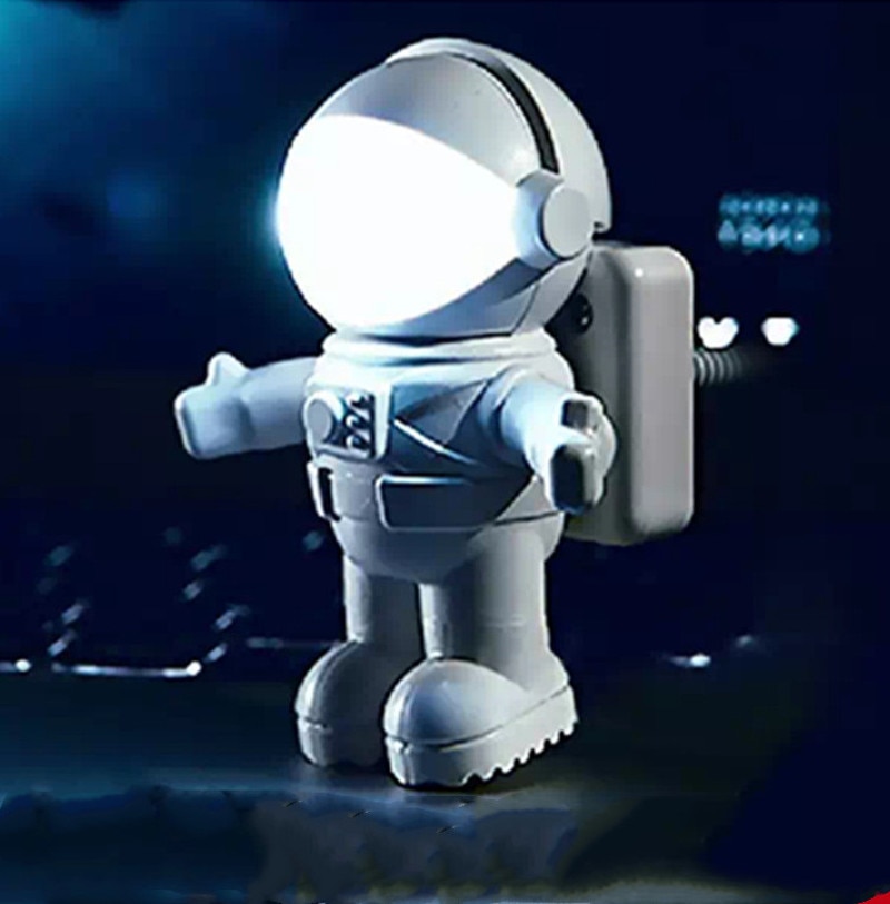 Stijl Cool Astronaut Spaceman Usb Led Verstelbare Nachtlampje Voor Computer Pc Lamp Bureaulamp Zuiver Wit