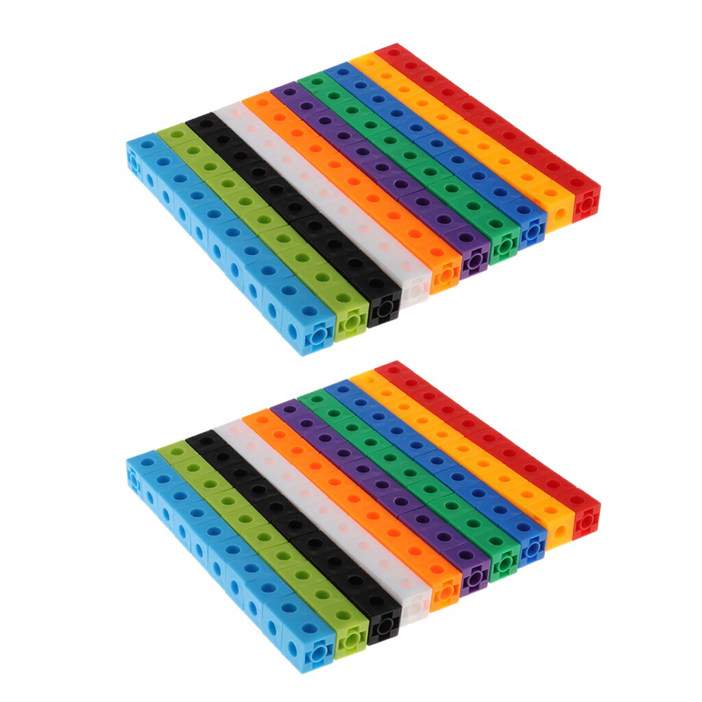 2 Packs 100x Early Education Cubes Linking Connecting Blocks Puzzles For Kids Fine Motor Skills Training