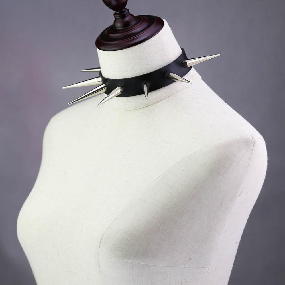 Big Long Spiked Choker Punk Collar Women Men Rivets Studded Chocker Chunky Necklace Goth Jewelry Metal Gothic Emo Accessories