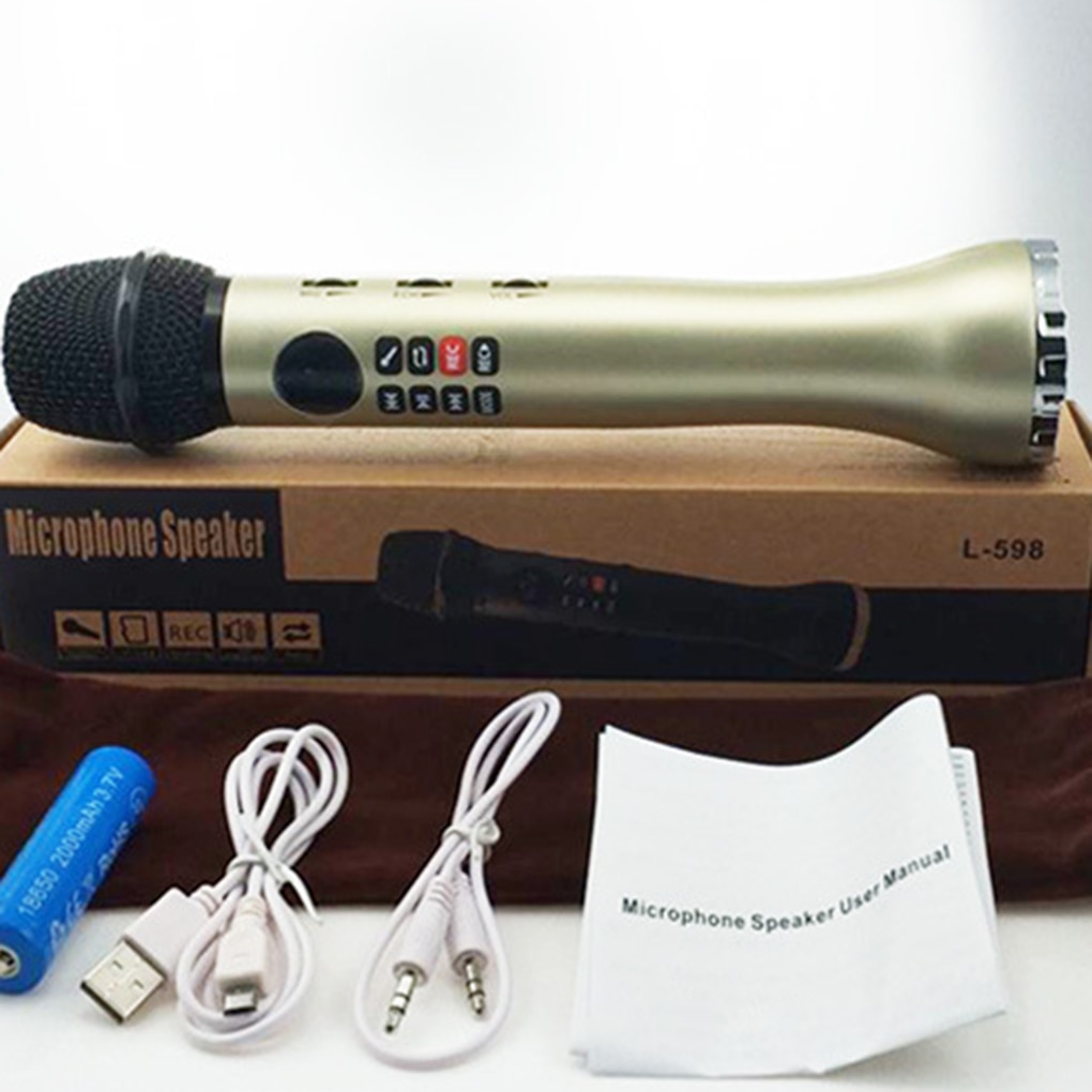 L-598 Handheld K Song Microphone Wireless Bluetooth Microphone Pocket KTV Mic Bluetooth Speaker