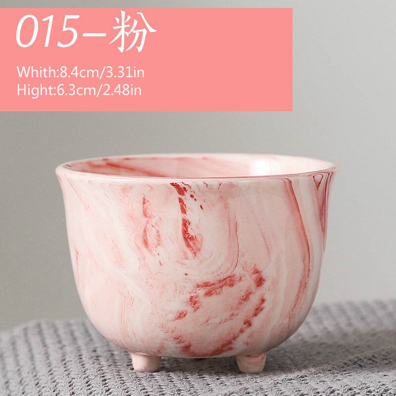 Nordic Style Ceramic Round Plant Pots Pink Marble Pattern Succulent Flowerpot with Hole Small Home Office Desktop Decor: 015