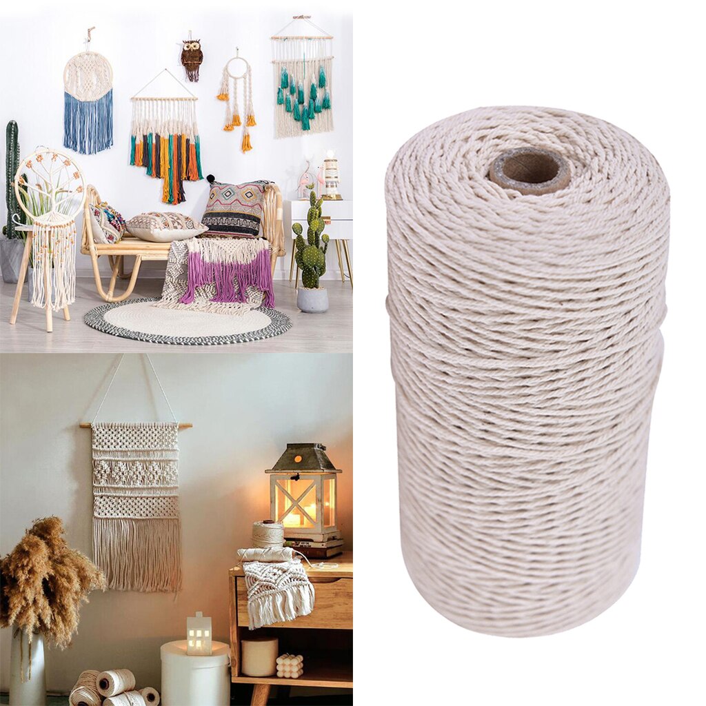 Macrame Cord 109Yards 100% Cotton Natural Cotton Cord Rope DIY Bracelet Thread Macrame Cord DIY Home Textile Craft Cotton Cord