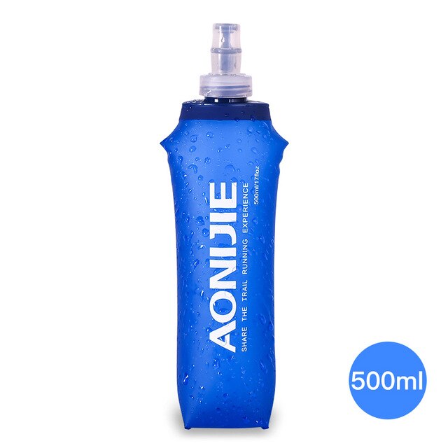 Aonijie 250ml 500ml tpu læskedrik vandflaske sammenfoldelig vandpose kolbe til udendørs sport camping sundhed gratis bpa: 500ml