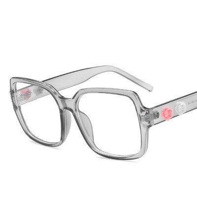Blomsterbrille ramme kvinder retro firkantet personlighed damer fladt spejl anti-blå lys briller gennemsigtige beskyttelsesbriller: C7