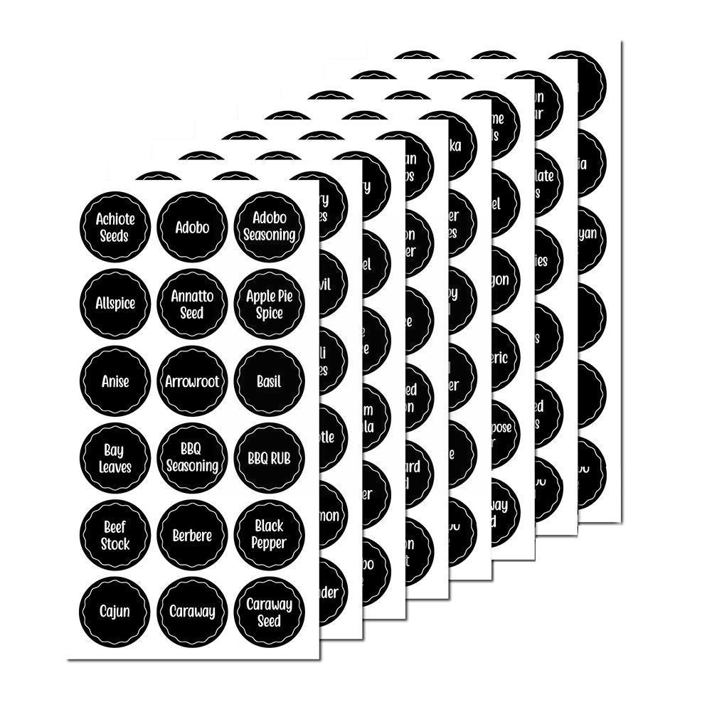 8 Sheets/set Spice Label Stickers Storage Bottle Container Labels Supplies Self-adhesive Jars Kitchen Label Spice Transpare N2C0