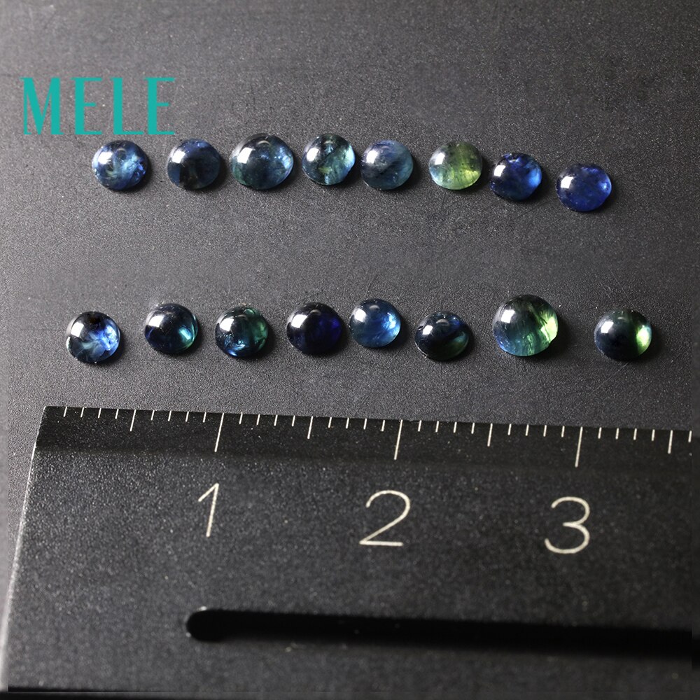 MELE Natural Blue Sapphire loose gemstone for jewelry making,3-3.5mm Round 2.6ct 16p fine jewelry DIYstones with