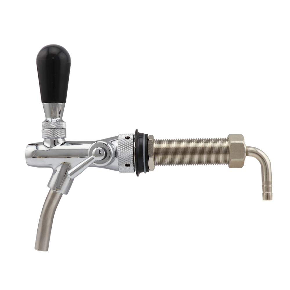 Adjustable Draft Beer Tap Flow Control Beer Faucet With Long Shank Golden Plating Keg Tap Kegerator Spout Homebrew Dispenser: Silver