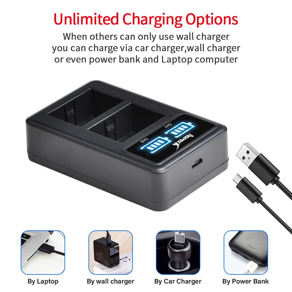 DMW-BMB9 DMW BMB9 BMB9E Battery + LED Charger for Panasonic Lumix DC-FZ82 FZ70 FZ60 FZ100 FZ150 FZ40 FZ45 FZ47 FZ48