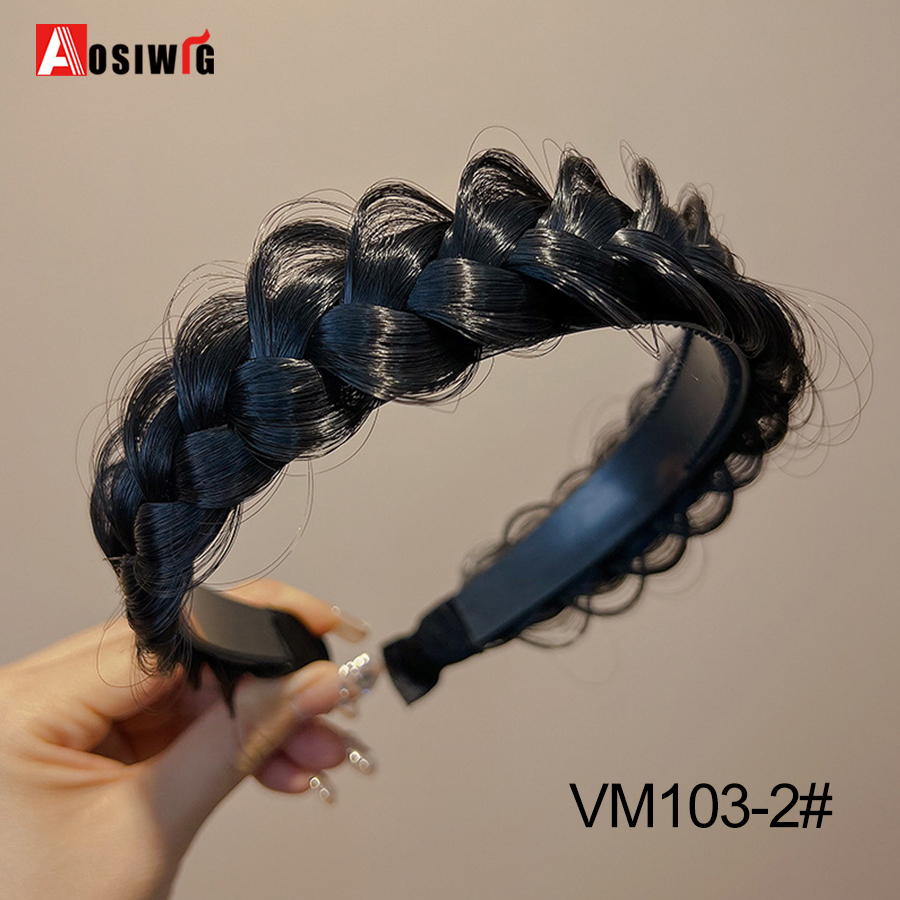 Synthetische Fishbone Geflochtene Stirnband Haar Gürtel Geflochtenes Haarband Böhmischen Stil Frauen Frisur Haarteile Kopfbedeckung Zubehör Bl: Black