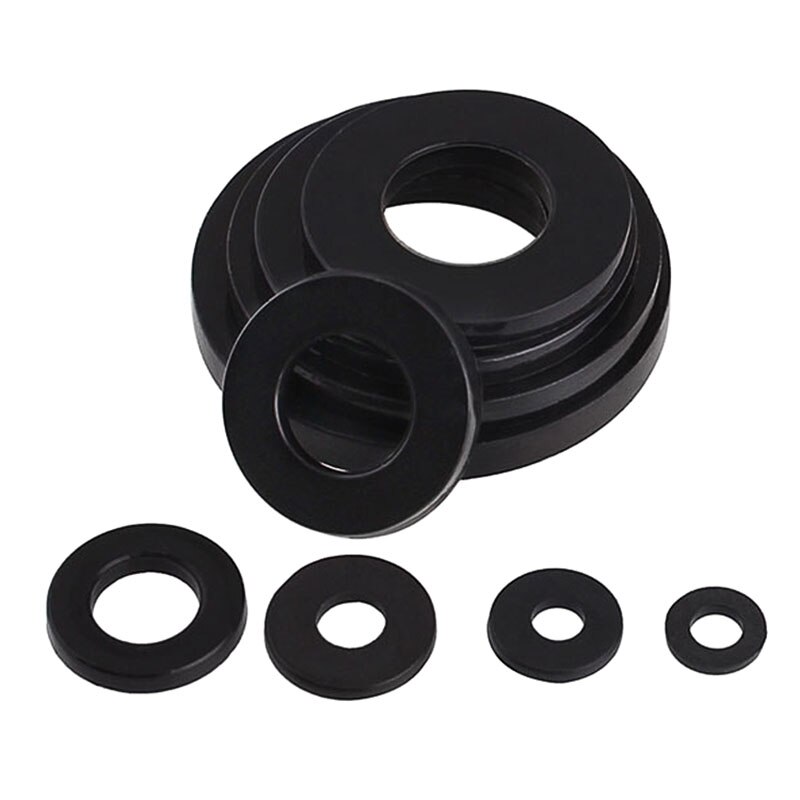Arandelas planas de nailon negro, arandelas de plástico resistentes a altas temperaturas, M2, M3, M4, M5, M8, M10, M12, M14, M16, M18, M20